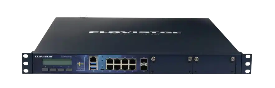 Appliance Clavister NetWall Série 6000 (6200 et 6600) — rack 19 pouces 1U, vue avant détourée